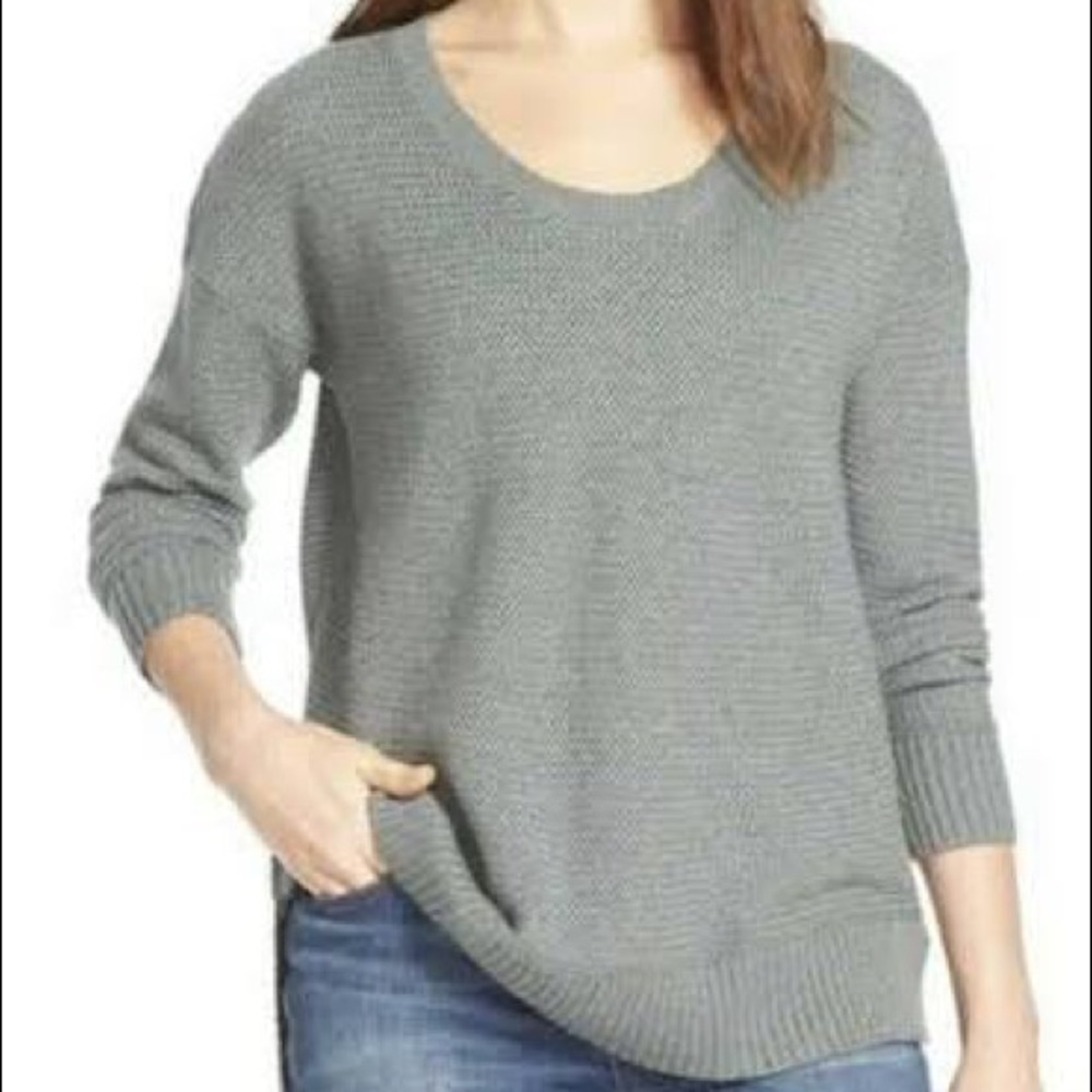 MADEWELL plus size sage green chronicle high/low textured pullover sweater